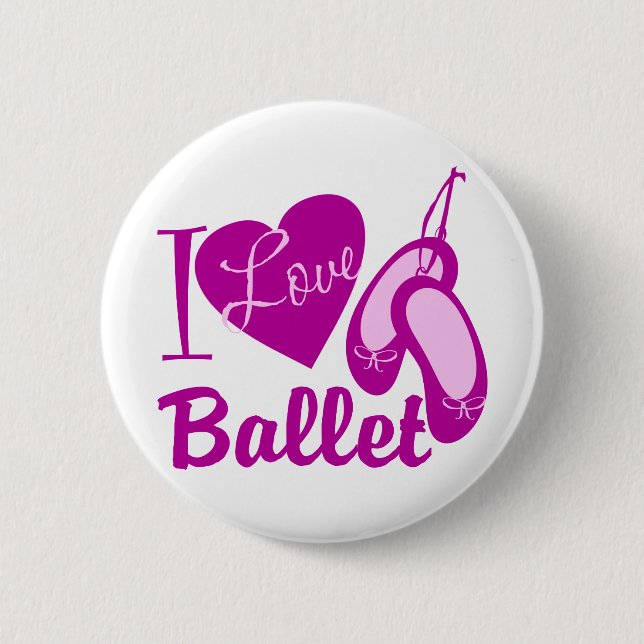 Badge Rond 5 Cm I Love Ballet (Devant)