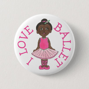 Badge Rond 5 Cm I LOVE BALLET Pink Tutu Girl Ballerina Classe de d