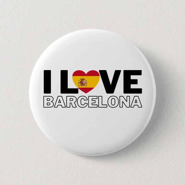 Badge Rond 5 Cm I LOVE BARCELONA - For real Barcelonians! (Devant)