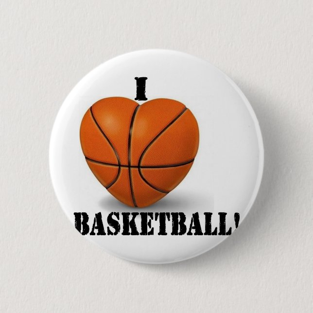 Badge Rond 5 Cm I Love Basketball (Devant)