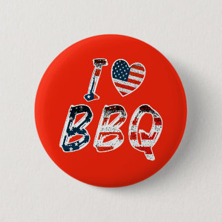 Badge Rond 5 Cm I Love BBQ, American Patriotic