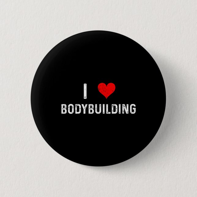 Badge Rond 5 Cm I Love Bodybuilding - Coeur - Entraînement Gym Bod (Devant)