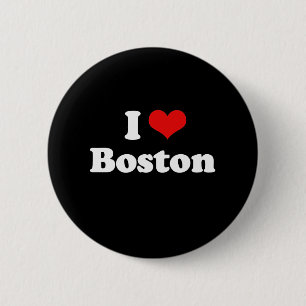 Badge Rond 5 Cm I Love Boston Tshirt blanc