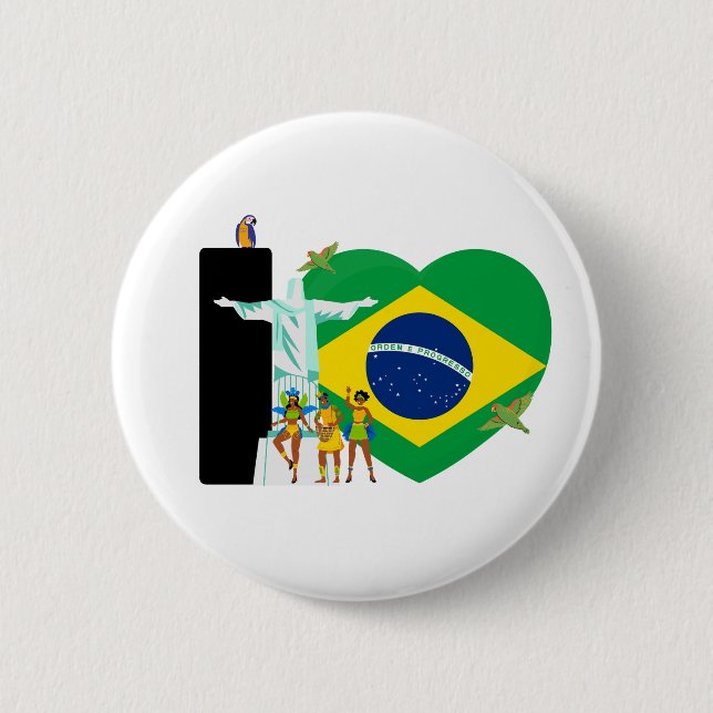 Badge Rond 5 Cm I LOVE BRAZIL - For real Brazilians! (Devant)