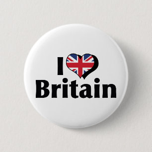 Badge Rond 5 Cm I Love Britain Flag