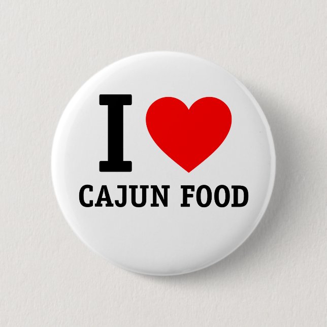Badge Rond 5 Cm I Love Cajun Food (Devant)