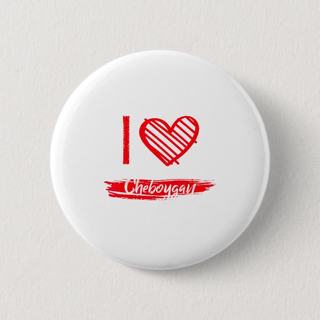 Badge Rond 5 Cm I Love Cheboygan I Heart Cheboygan  (Devant)