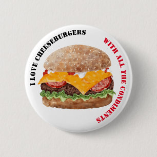 Badge Rond 5 Cm I Love Cheeseburger