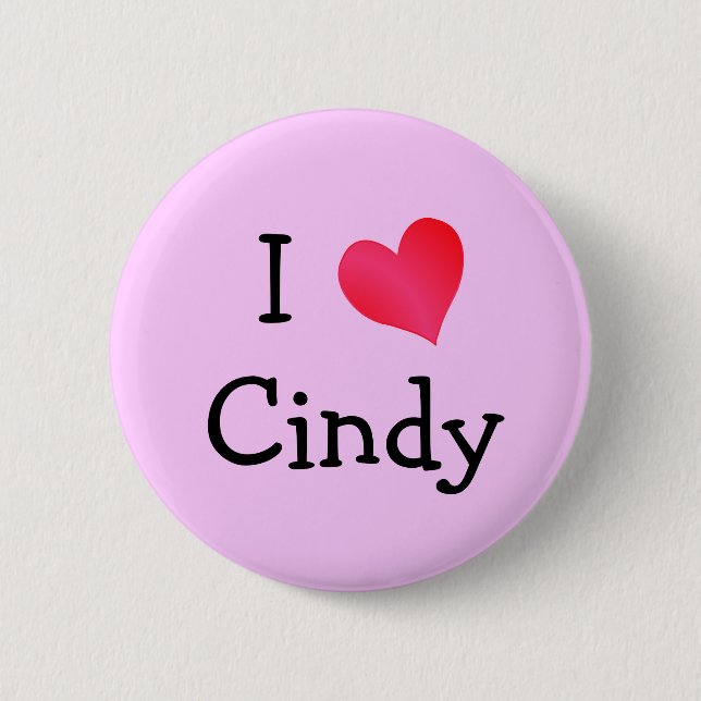 Badge Rond 5 Cm I Love Cindy (Devant)