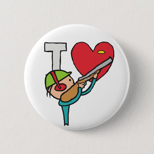 Badge Rond 5 Cm I Love Clay Pigeon Tir (Devant)