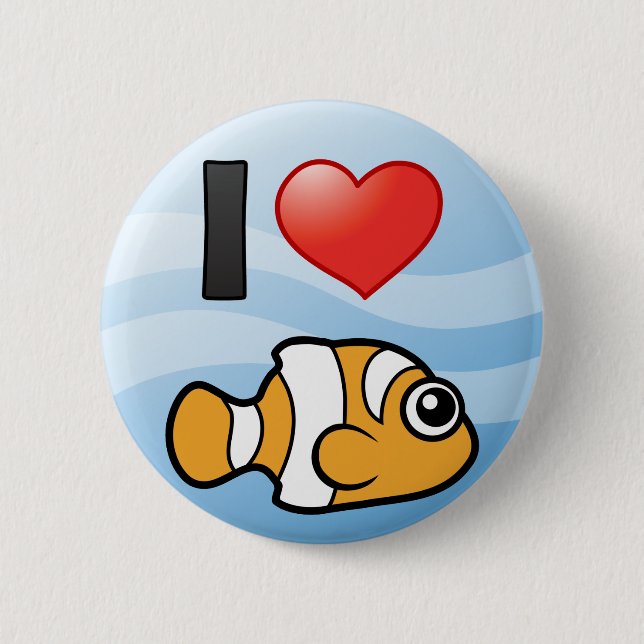 Badge Rond 5 Cm I Love Clownfish (Devant)