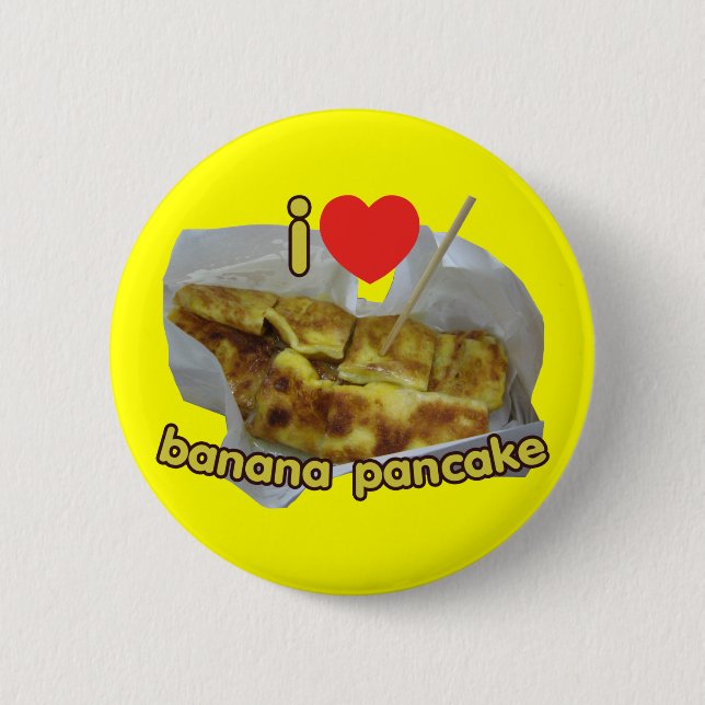 Badge Rond 5 Cm I Love (Coeur) Banana Pancake ... Thai Street Food (Devant)