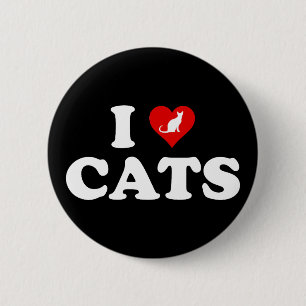 Badge Rond 5 Cm I Love (Coeur) Chats