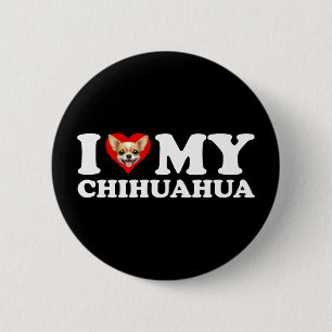 Badge Rond 5 Cm I Love (Coeur) My Chihuahua