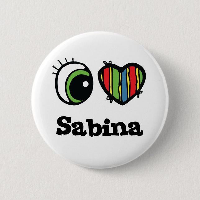 Badge Rond 5 Cm I Love (Coeur) Sabina (Devant)