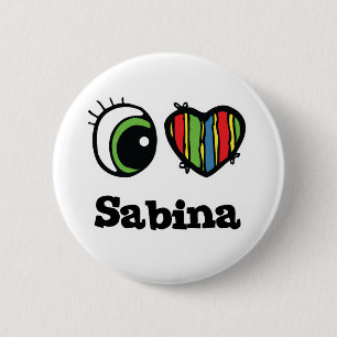 Badge Rond 5 Cm I Love (Coeur) Sabina