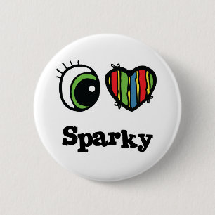 Badge Rond 5 Cm I Love (Coeur) Sparky