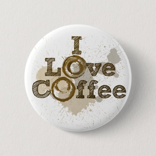 Badge Rond 5 Cm I Love Coffee Art Caffeine (Devant)