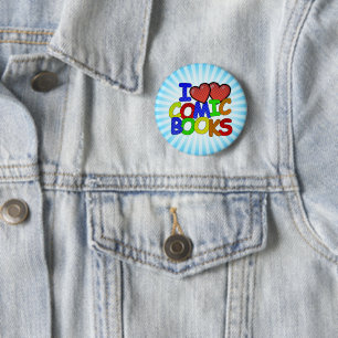 Badge Rond 5 Cm I Love Comic Books