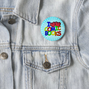 Badge Rond 5 Cm I Love Comic Books