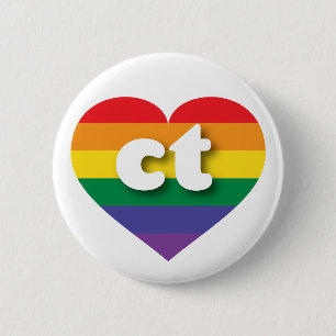 Badge Rond 5 Cm I Love Connecticut Rainbow Heart