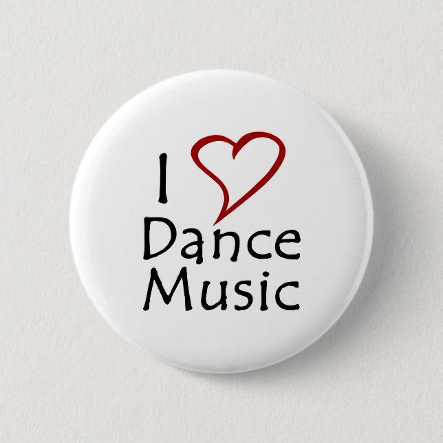 Badge Rond 5 Cm I Love Dance Music (Devant)