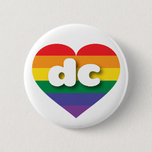Badge Rond 5 Cm I Love DC Rainbow Heart