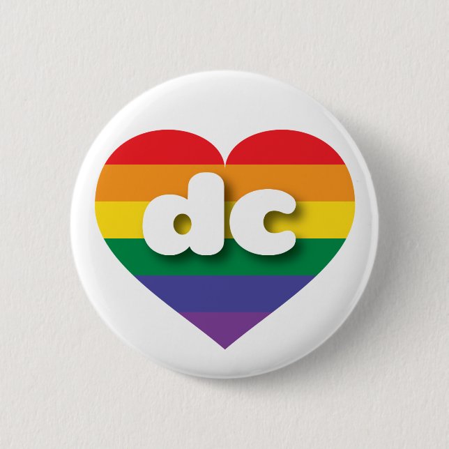 Badge Rond 5 Cm I Love DC Rainbow Heart (Devant)