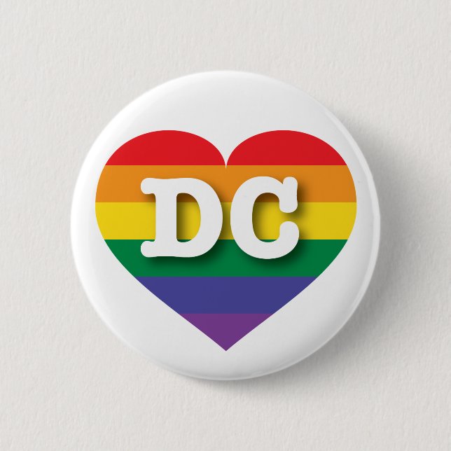 Badge Rond 5 Cm I Love DC Rainbow Heart (Devant)