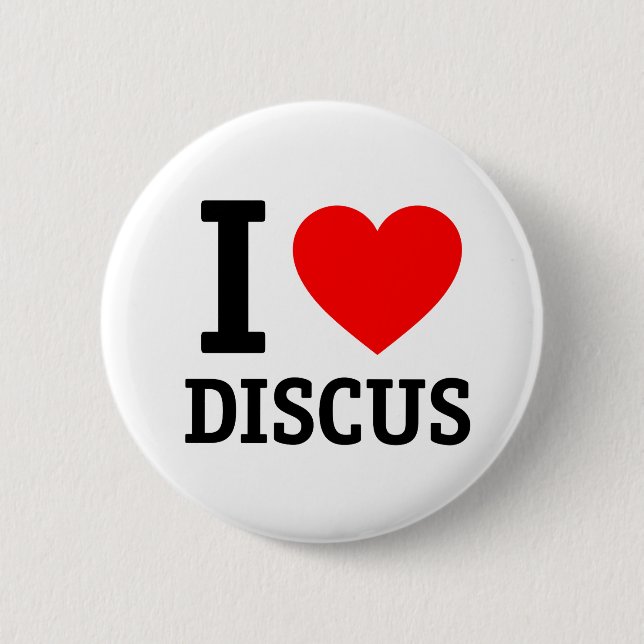 Badge Rond 5 Cm I Love Discus (Devant)