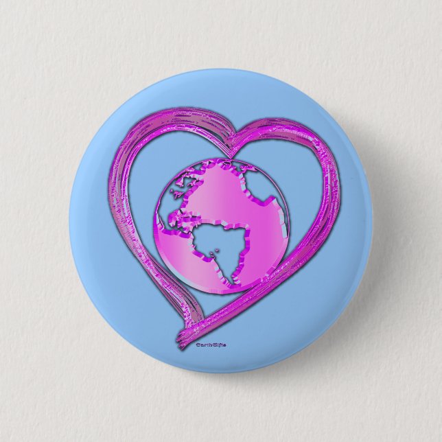 Badge Rond 5 Cm I LOVE EARTH (Pink) Series (Devant)