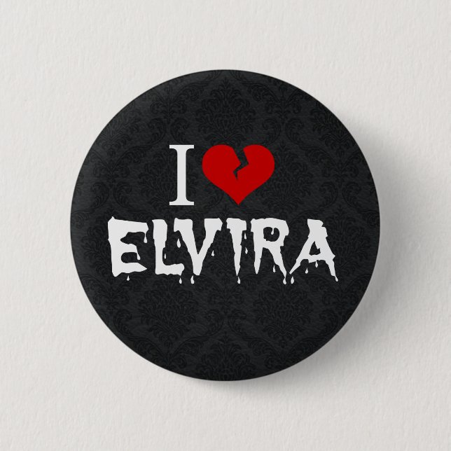 Badge Rond 5 Cm I Love Elvira Coeur brisé (Devant)