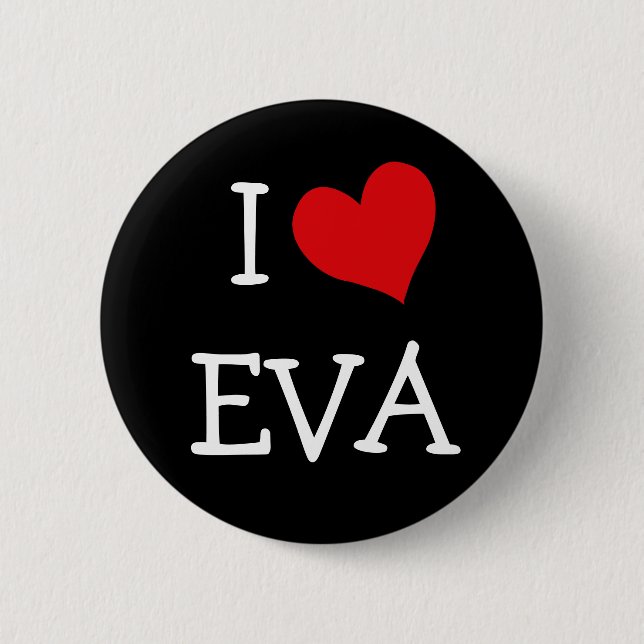 Badge Rond 5 Cm I Love Eva (Devant)