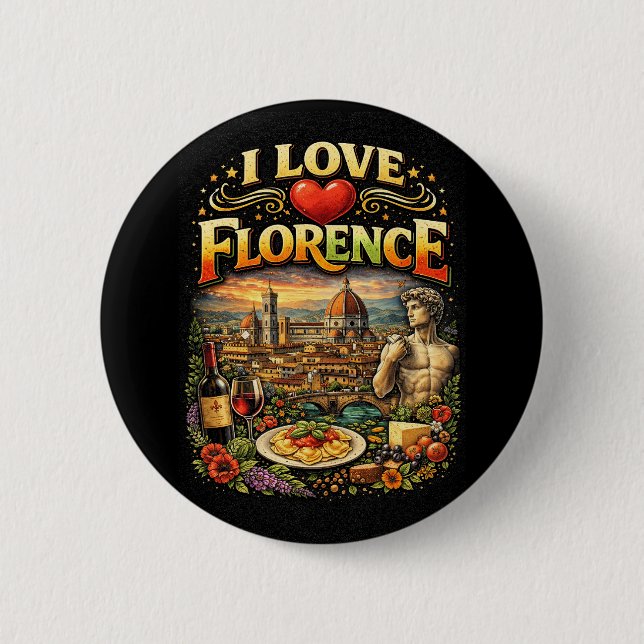 Badge Rond 5 Cm I Love Florence (Devant)