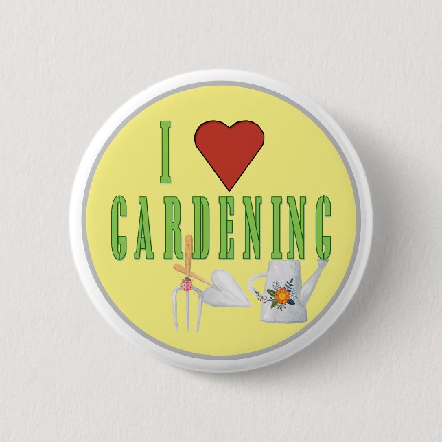 Badge Rond 5 Cm I Love Gardening Texte illustré (Devant)