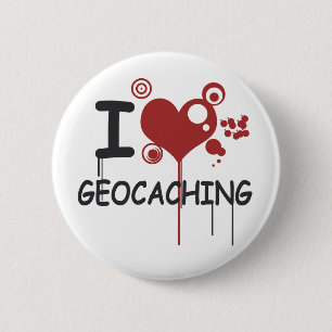 Badge Rond 5 Cm I love geocaching