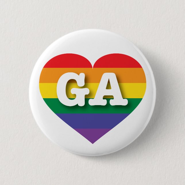 Badge Rond 5 Cm I Love Georgia Rainbow Heart (Devant)