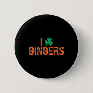 Badge Rond 5 Cm I Love Gingers Redhead Shamrock Clover St. Patrick