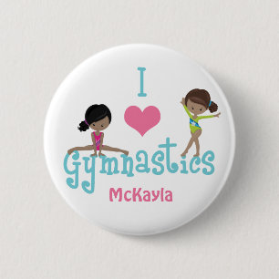 Badge Rond 5 Cm I Love Gymnastique mignonne Africaine Américaine