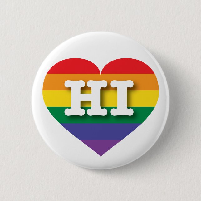 Badge Rond 5 Cm I Love Hawaii Rainbow Heart (Devant)