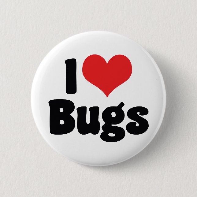 Badge Rond 5 Cm I Love Heart Bugs - Insectes Entomologiste (Devant)