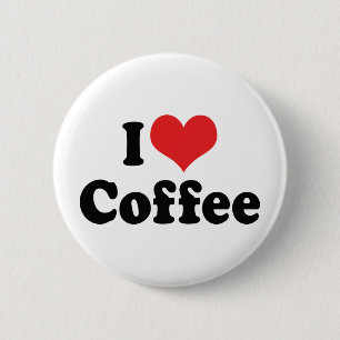 Badge Rond 5 Cm I Love Heart Coffee - Java Caffeine Lover