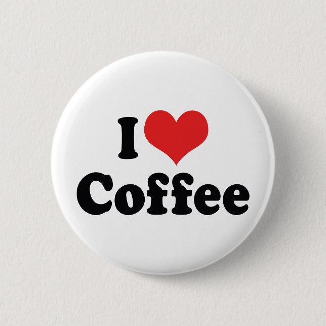 Badge Rond 5 Cm I Love Heart Coffee - Java Caffeine Lover (Devant)