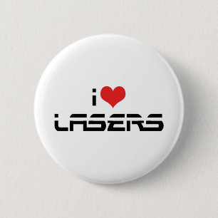 Badge Rond 5 Cm I Love Heart Lasers - Amateurs de science et de te
