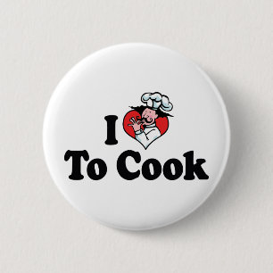 Badge Rond 5 Cm I Love Heart To Cook - Chef Baker Cuisine Lover
