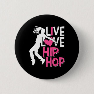 Badge Rond 5 Cm I Love Hip hop Dance - Coeur Rose et Hip hop Danc