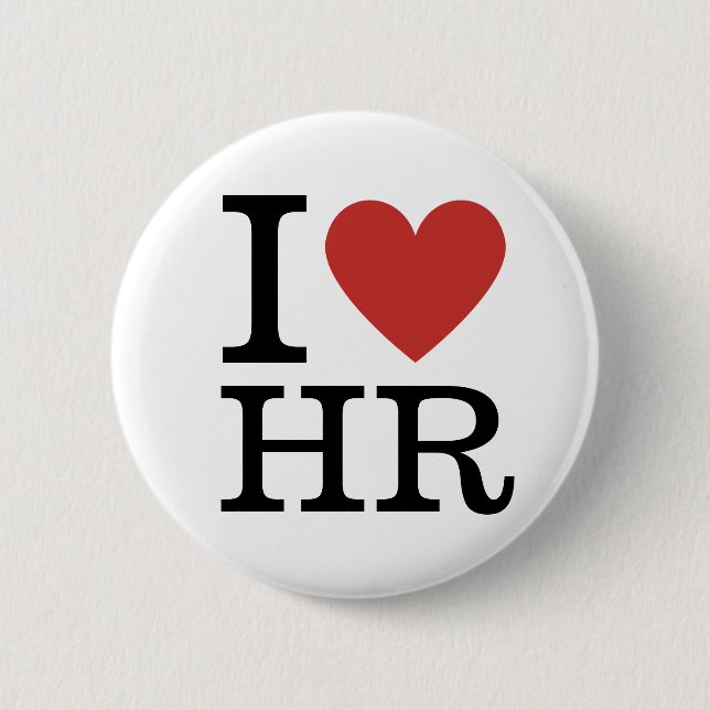 Badge Rond 5 Cm I ❤️ Love HR (HR Dep.) PERSONNALISABLE  (Devant)