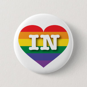 Badge Rond 5 Cm I Love Indiana Rainbow Heart