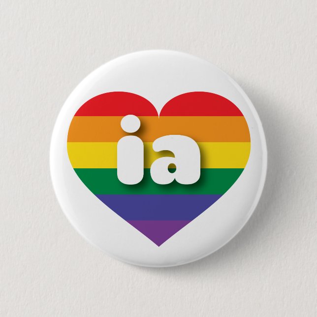 Badge Rond 5 Cm I Love Iowa Rainbow Heart (Devant)