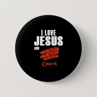 Badge Rond 5 Cm I Love Jesus and Bacon Funny Christian Religious